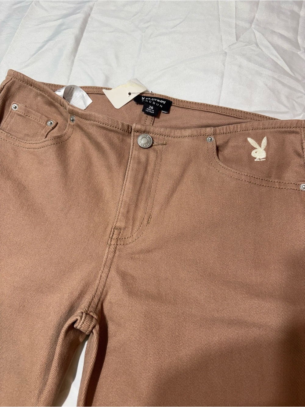 PacSun x Playboy BNWT Women’s Size 26 Low Rise Bootcut Jeans Brown No Waistband